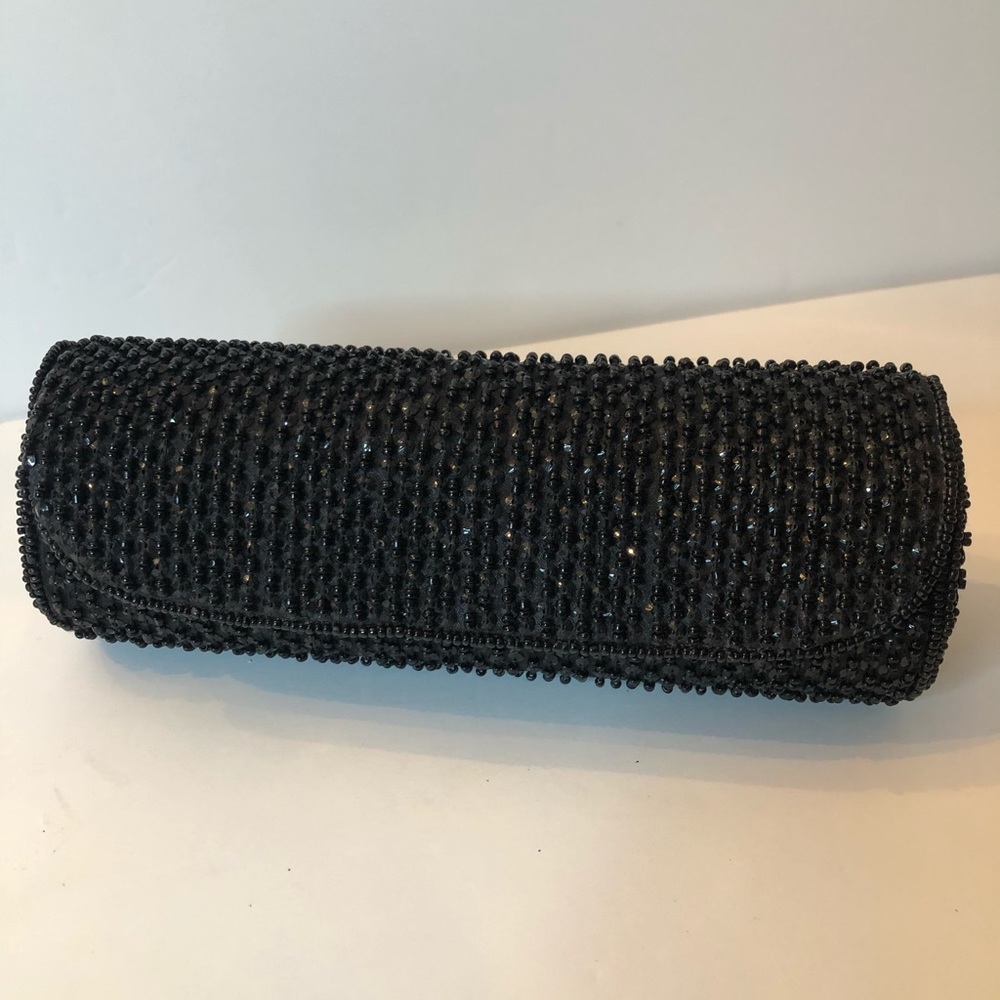 Lord and Taylor black beaded evening clutch